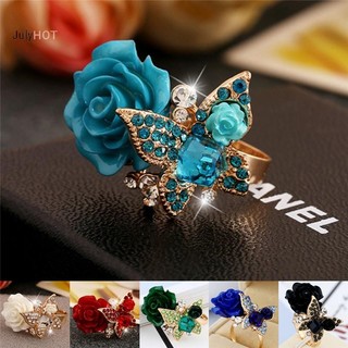 Nhẫn pha lê hoa hồng có thể điều chỉnh Julyhot với nhẫn đính hôn bằng đá Đồ trang sức lớn