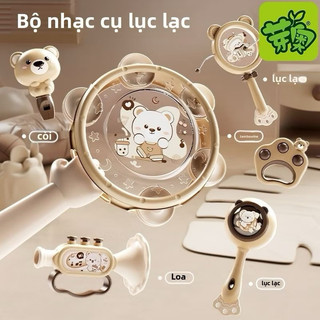 [Kho sỉ] Đồ Chơi Xúc Xắc Âm Thanh Hình Gấu Thỏ Cho Bé – Trống Kèn Lục Lạc Còi Siêu Dễ Thương, Kích Thích Thính Giác Tr
