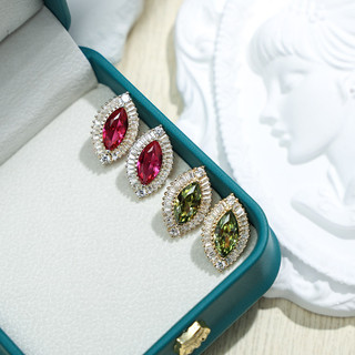 Châu Âu Mỹ ins Phong Cách Mới Xanh Ô Liu Full Inát Zircon Bông Tai Nữ
