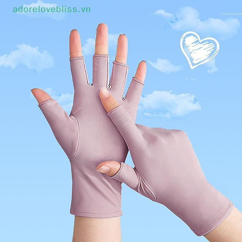 Thêm Mùa Hè Băng Lụa Nửa Ngón Găng Tay Nữ Thoáng Khí Mỏng Ngón Găng Tay Ngoài Trời Đi Xe Lái Xe Găng Tay Găng Tay BSS
