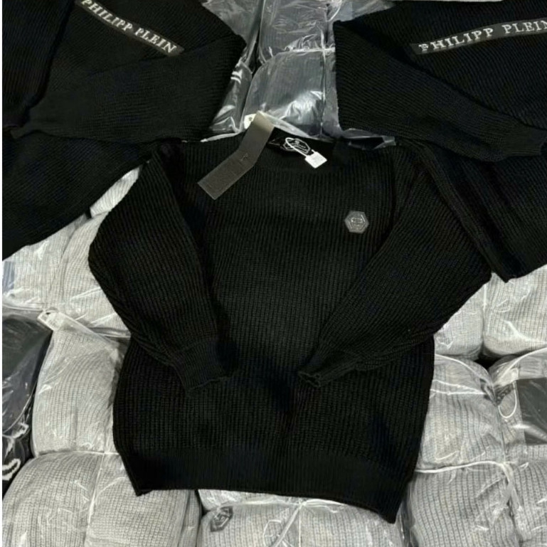 Áo Sweter Philipp Logo 2 Mặt Chữ Sắt KCloser Áo Len Cổ Tròn Dày Dặn Dáng Rộng Nam Nữ NA579