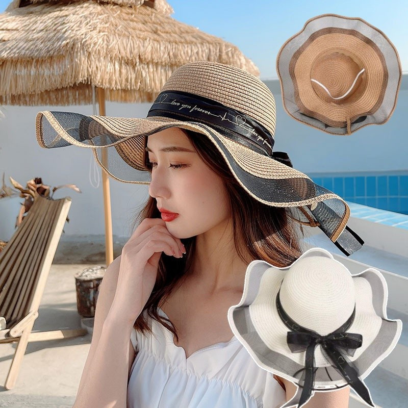 Mũ cói panama đi biển kèm dây nịt vintage Nón cói vành rộng chống nắng,Mũ chống nắng bãi biển