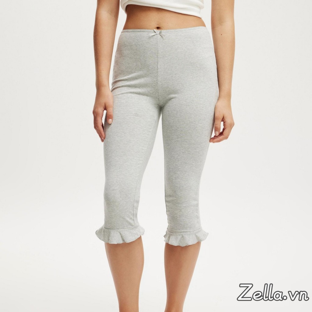Thắt nơ nữ màu trơn co giãn bó sát Slim Fit Casual Capris Quần loe