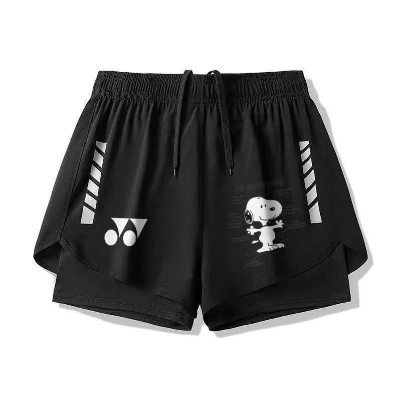 Quần short cầu lông thể thao rộng rãi, đa năng, thoải mái cho nam và nữ mùa hè, quần short chạy bộ ngoài trời khô nhanh bằng lụa băng, quần short tập luyện chống chói hai lớp