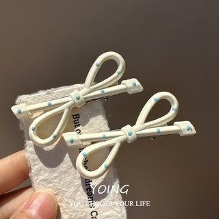 Yoing / Dễ Thương Sữa Xanh Chấm Bi Nơ Mỏ Vịt Kẹp Tóc Phụ Kiện Tóc