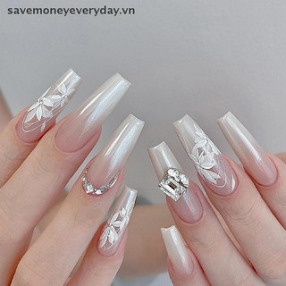 [savemoneyeveryday] Nhãn dán móng tay hình hoa mộc lan trắng Vẽ tay Tính khí Nhãn dán móng tay Tăng cường trang trí Decal [vn]