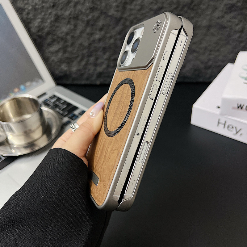 Dành Cho Từ Tính Sang Trọng Màu Trơn Hạt Gỗ Không Viền Hương Liệu Ốp Lưng Điện Thoại iPhone 17 16 Pro Max 14 12 13 15 Pro Max