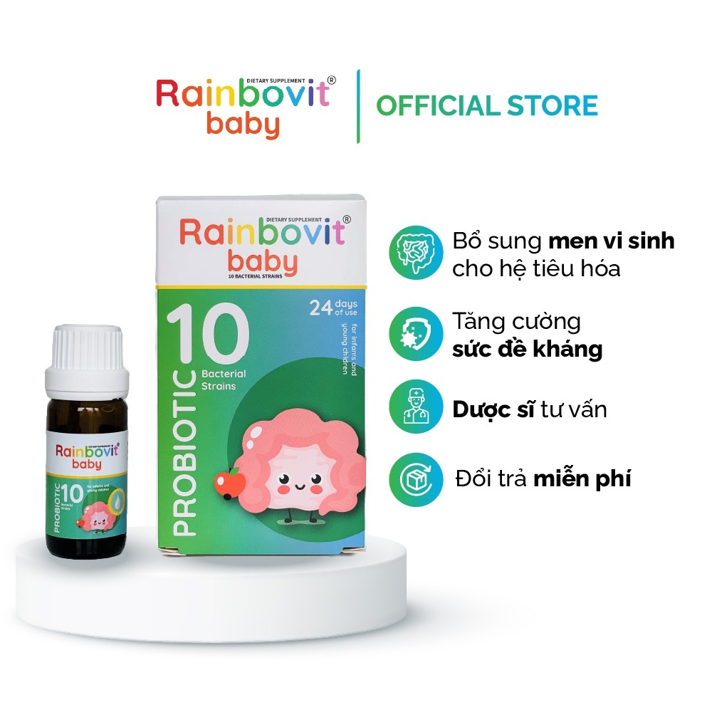 Men 10 Chủng Men Vi Sinh Rainbovit Baby lọ 5ml - Cải Thiện Tiêu Hóa, Biếng Ăn, Tăng Đề Kháng