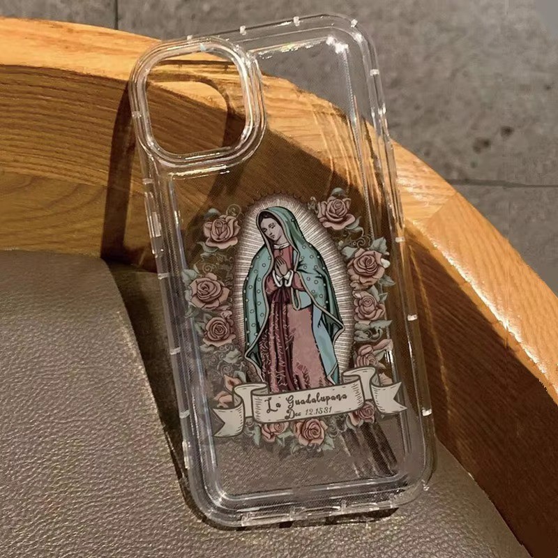 Ốp Lưng Cho iPhone 11 16 15 Pro Max 14 11 12 13 15 Pro XR XS Max X 7 8 Plus SE2022 12 13 Mini Jesus & Virgin Mary Họa Tiết Chống Rơi TPU Trong Suốt Mềm