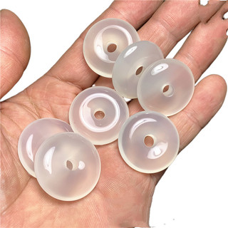 Ngọc mã não trắng chalcedony mặt dây chuyền mặt dây chuyền nhỏ khóa an toàn ngọc quà tặng phụ kiện trang sức