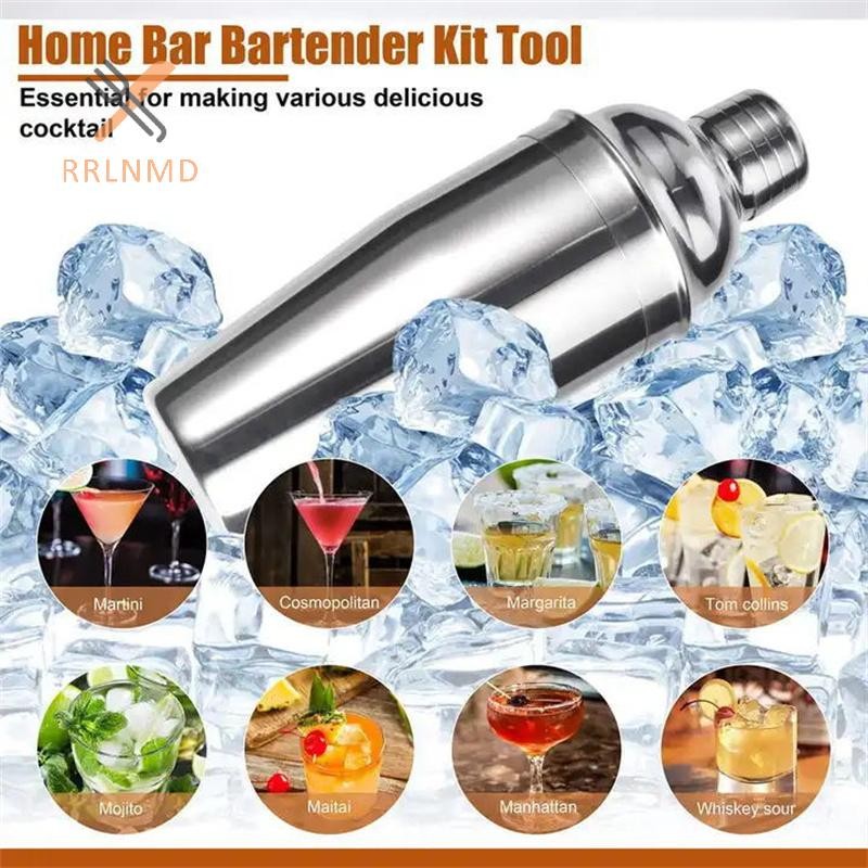 Rrlnmd 24 Oz 750ml Cocktail Bar Bộ bình lắc đồ uống Mari có bộ lọc, Bộ pha chế đồ uống bằng thép không gỉ Máy trộn đồ uống Cocktail với Jigger, Thìa trộn, Phụ kiện thanh dành cho người mới bắt đầu NE