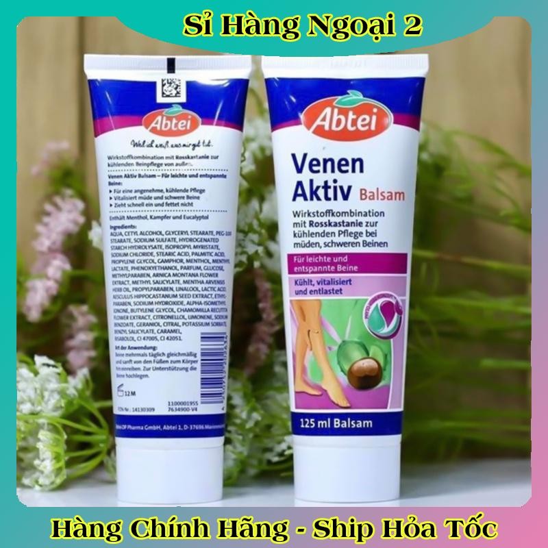 Kem Bôi giãn tĩnh mạch Abtei Venen Aktiv 125ML - Giảm suy giãn , bền vững thành mạch- Nội địa Đức date mới nhẩt