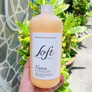 Keratin nano tươi phục hồi tóc hư nát SOFT Natural Collagen 1000ml không cay mùi thơm (USA) [ TN ]