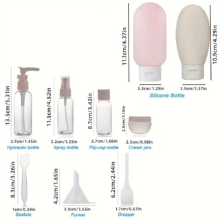 Bộ 11 Lọ Chiết Mỹ Phẩm Du Lịch Tiện Dụng Kèm Túi Đựng 11 Món SUNND