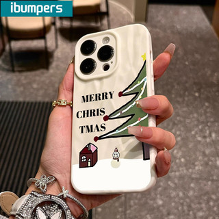 ibumpers Ốp Lưng IPhone Hàn Quốc Lãng Mạn Họa Tiết Cây Thông Noel Cặp Đôi Cho IPhone 16 15 14 12 13 11 Pro Max IP 7 8 Plus X XS XR Ốp Điện Thoại Silicon Mềm Chống Sốc
