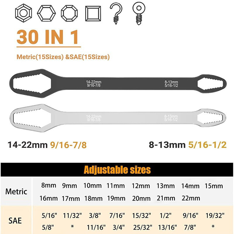 S50 Sờ lê Torx đa năng Độ dày Tự thắt chặt Bảng cờ lê có thể điều chỉnh Hai đầu Torx Sờ lê FE123