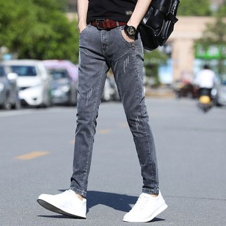 Quần Jean Nam Màu Xám Dạo Phố Quần Dài Nam Slim-fit Chân Nhỏ Co Giãn Phiên Bản Hàn Quốc Hợp Thời Trang Bông Tuyết 11.13