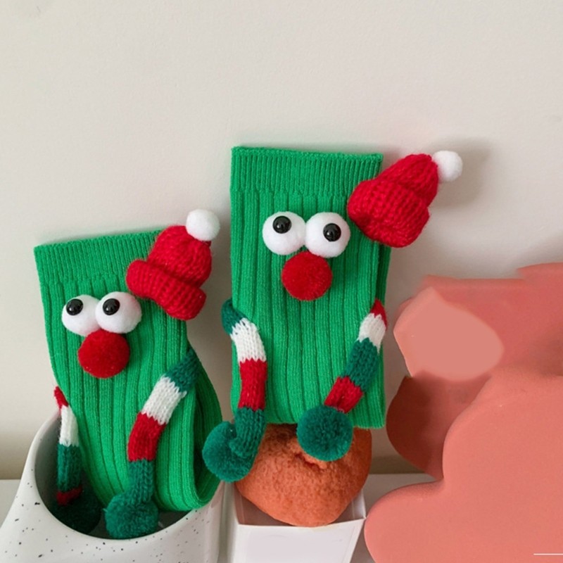 Kids Cute Big Eye Scarf Cartoon Magnetic Christmas Socks Festival Holiday
