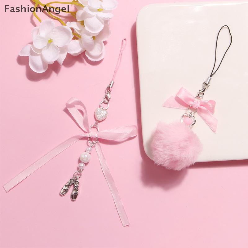 FashionAngel Tinh Tế Màu Hồng Dệt Ruy Băng Nơ Móc Khóa Mặt Dây Chuyền Ruy Băng Nơ Móc Khóa Cho Túi Ba Lô Điện Thoại Quyến Rũ Dây Đeo Điện Thoại Trang Trí VN