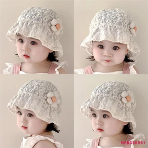 Mg-baby Bé Gái Ren Nón Hoa Chống Nắng Mũ Chống Nắng Dễ Thương Cho Mùa Xuân Hè