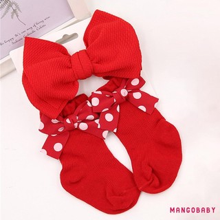 Mg-baby Girls Tất Giáng Sinh Trái Tim / Chấm / Kẻ Sọc Nơ Tất Tập Đi Trẻ Em Dressy Tất Ngắn Trẻ Em Mùa Thu Tất Công Chúa Có Băng Đô