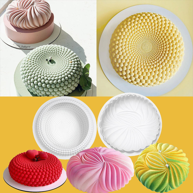 Tròn Loại Ngọc Trai Pháp Mousse Khuôn Silicon Tròn Dune Hình Bánh Sinh Nhật Khuôn Socola Khuôn Làm Bánh DIY Dụng Cụ Nướng Bánh