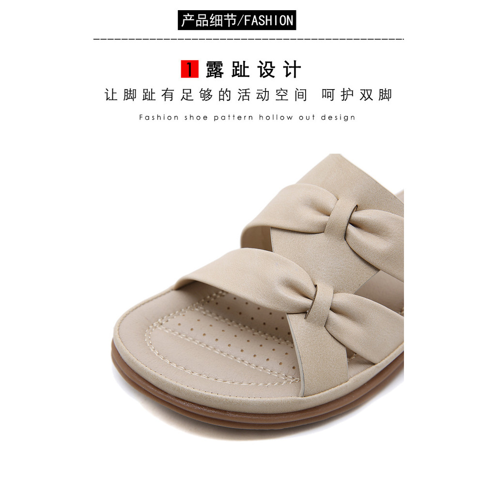 2024 Âu Mỹ Sandal Nữ Nhẹ Kích Thước Lớn Retro Nêm Dép Thoải Mái