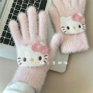 Găng tay năm ngón đi xe đạp kitty dễ thương Trái tim bé gái mùa đông