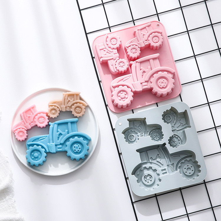 3 Khoang Máy Kéo Hình Khuôn Silicon Đá Viên Sô Cô La Khuôn Handmade Xà Phòng Bánh Trang Trí Khuôn Bánh Pudding Khuôn Kẹo DIY Khuôn Nướng Bánh