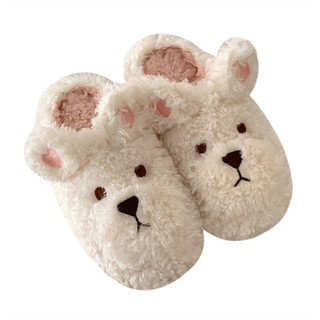 XIXITIAO Dép Cotton Hoạt Hình Dễ Thương Ấm Áp Nữ Thu Đông Học Sinh Sử Dụng Tại Nhà Đế Mềm