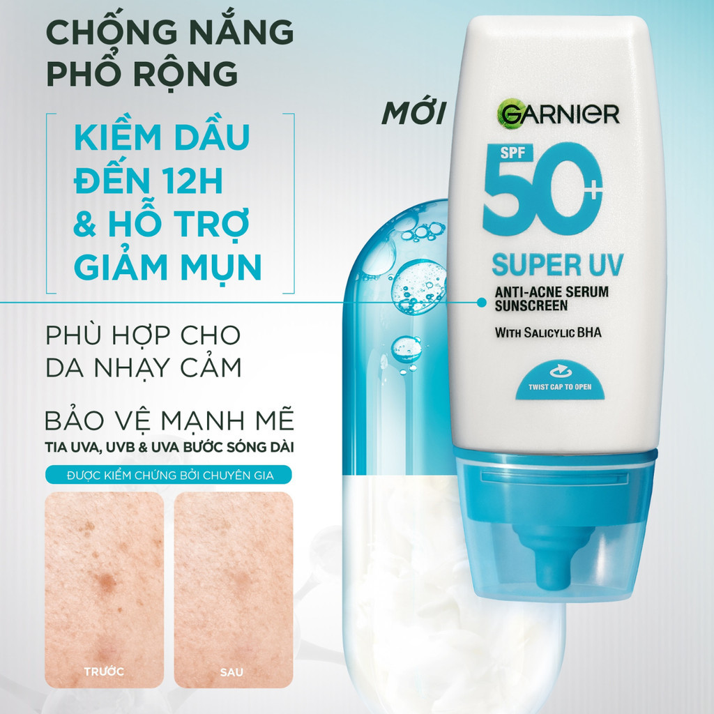 Kem Chống Nắng Cản UAV, Kiềm Dầu & Giảm Mụn Garnier Super UV Anti ...