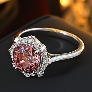 Nhẫn Bạc Nữ Hoa Hồng Kim Cương Nhẫn May Mắn Có Thể Điều Chỉnh Đá Quý Màu Hồng Kim Cương Đơn Giản Sang Trọng Phù Hợp Với Nữ Nhẫn Cho Bữa Tối