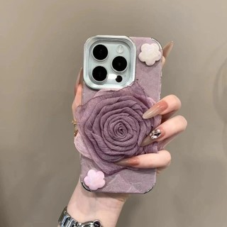 Ốp Điện Thoại Di Động Họa Tiết Núi Tuyết Lông Vũ Sợi Hoa Hồng Cho iPhone16 Pro Max 15 14 13 12 11 Pro Max Chống Sốc Bảo Vệ Camera Ốp Lưng Mềm Chống Rơi