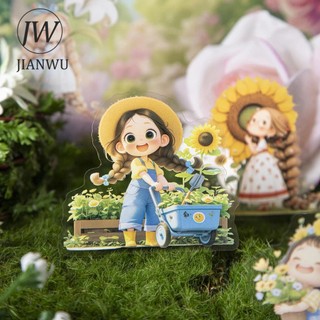 Jianwu Một Câu Chuyện Trong Hoa Series Kawaii Cô Gái Nhân Vật Hoa Phong Cảnh Chất Liệu Cắt Dán PET Nhãn Dán Sáng Tạo Tạp Chí Văn Phòng Phẩm