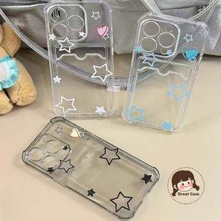 Ốp Điện Thoại Đựng Thẻ Ngôi Sao Nhiều Màu Sắc Phong Cách ins Cho Samsung Galaxy A56 A26 M36 A16 A06 M55 A55 A35 A25 A15 M15 F15 M54 5G 4G Vỏ Bốn Góc Vỏ Mềm Trong Suốt Chống Rơi
