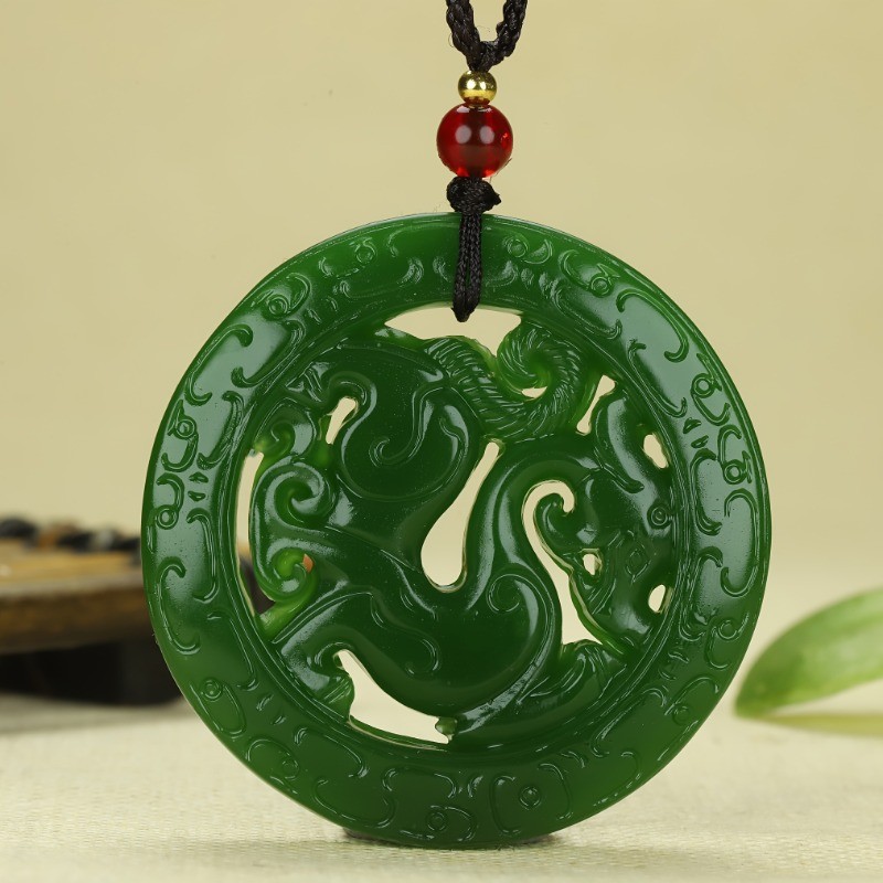 Vòng cổ mặt dây chuyền rỗng thanh lịch-Thiết kế khắc tinh tế, Phong cách truyền thống Trung Quốc, Phụ kiện thời trang nam