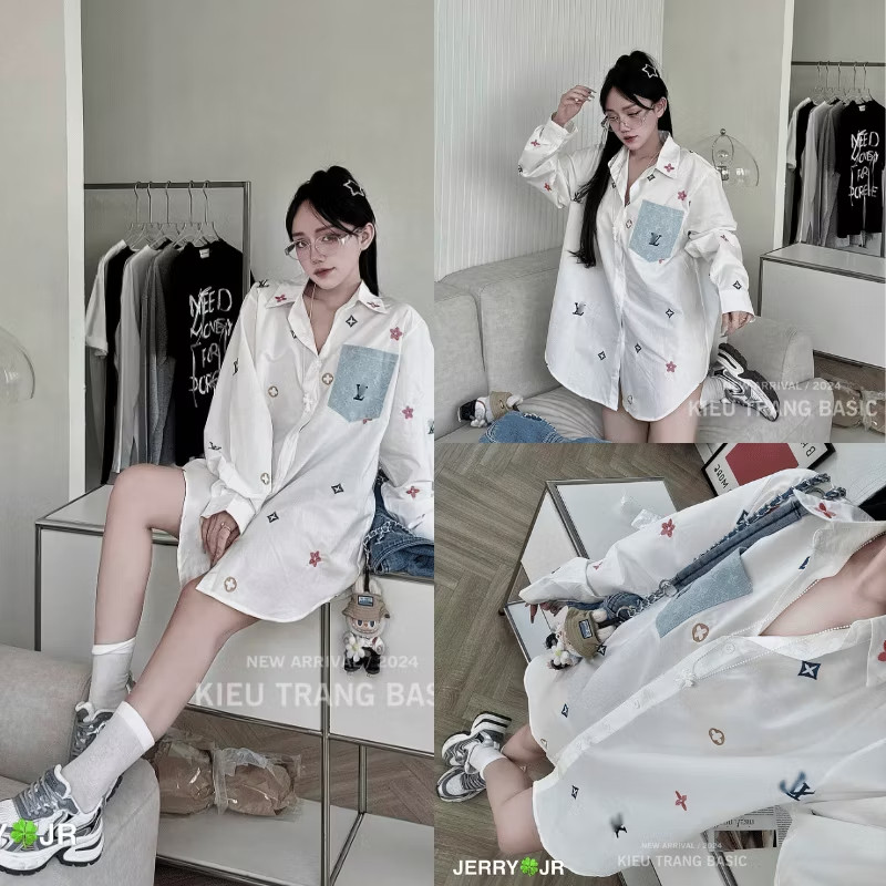 Áo Sơ Mi Luon Vui Tuoi In Kín Nhiều Màu KCloset SoMi Nữ Vải Cotton Mềm Mịn Chùm Mông NA465