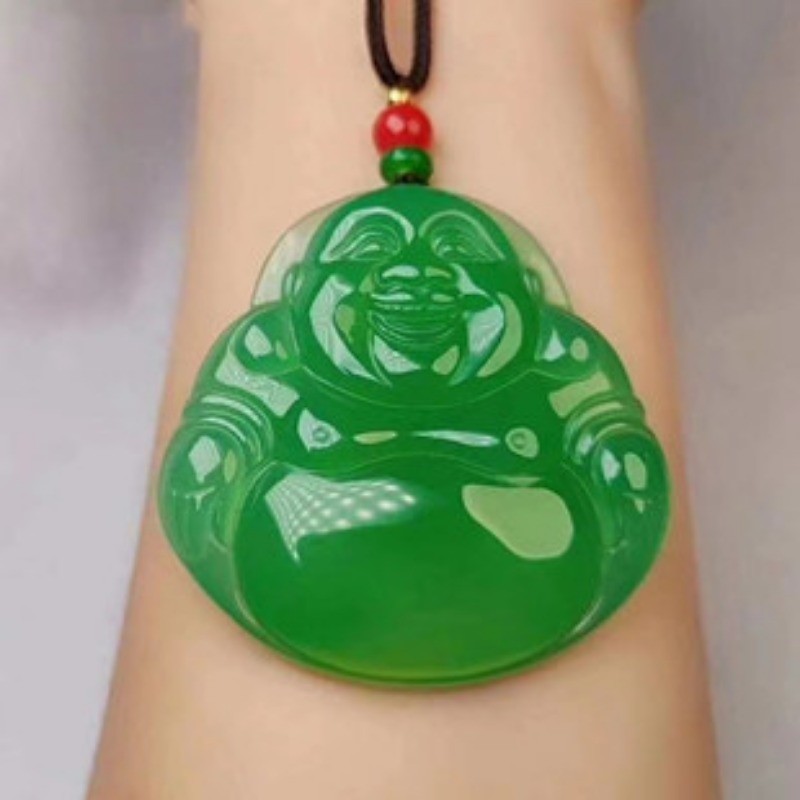 Cao Băng Hoàng Đế Xanh Mã Não Chalcedony Rồng Tốt Lành Quan Âm Mặt Dây Chuyền Nam Nữ Maitreya Phật Mặt Dây Chuyền
