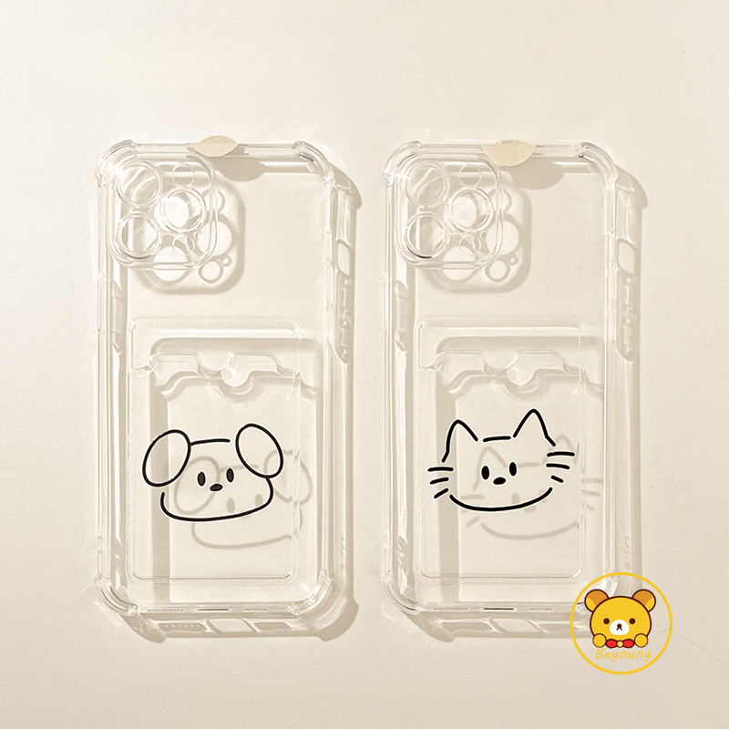 Ốp Điện Thoại Ví Mèo Dễ Thương Cho Xiaomi 14T 14 13T 13 12T 12 12X 12S Pro Ultra Mi 11 Lite Poco C75 C65 C40 C31 5G 4G Vỏ Chó Con Hoạt Hình Cặp Đôi Thẻ Trong Suốt Bìa Mềm