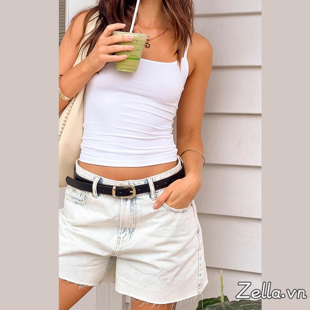 Quần Short Denim dáng rộng mùa hè dành cho nữ Quần ngắn viền thô Jean