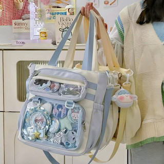 Túi itabag lớn bằng kim loại PVC trong suốt Nhật Bản có khóa kéo