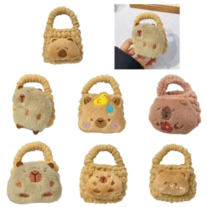 SA Furry Capybara Túi đựng tiền xu Túi dệt kim thực tế Hộp đựng tai nghe Ví tổ chức Túi lưu trữ sang trọng cho du lịch hoặc trường học