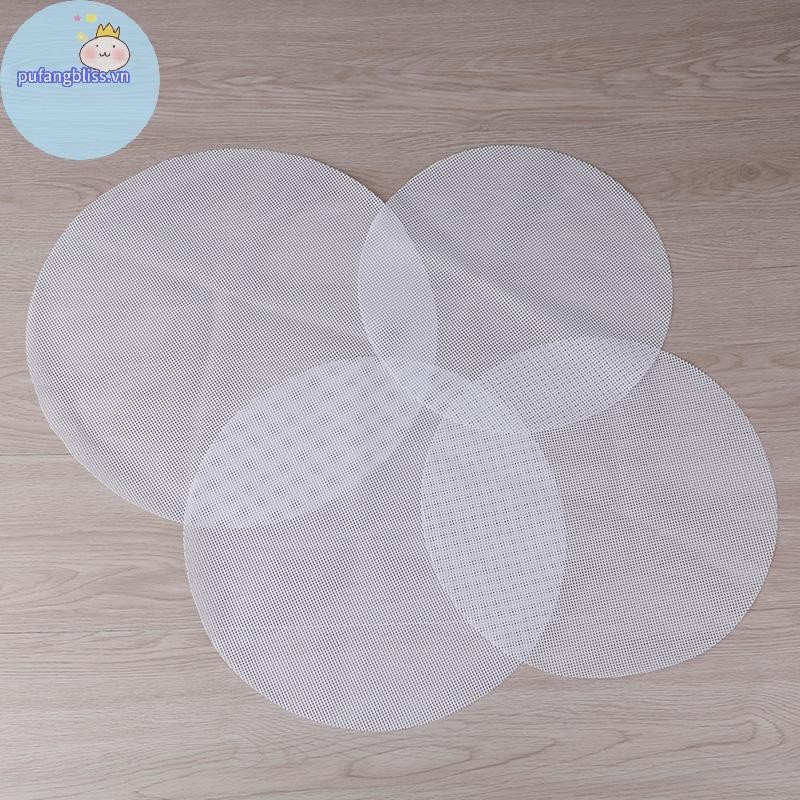 Pufangbliss Tròn Chống Dính Silicon Lưới Vải Nướng Bánh Lót Hấp Miếng Lót Bánh Bao Buns Thảm VN