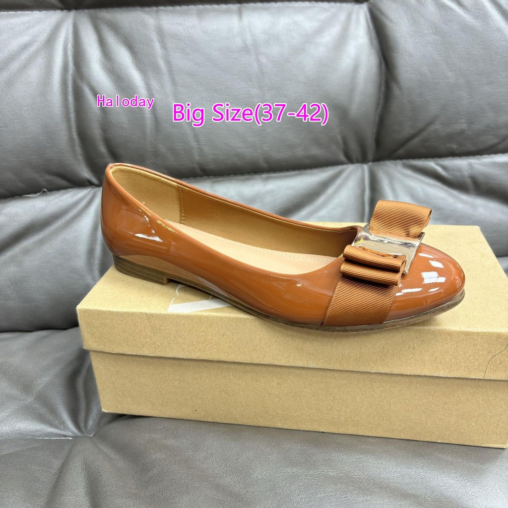 Size Lớn 37-42 Nữ Giày Đế Bằng Ba Lê Nơ Vải Khóa Thoải Mái Chống Trơn Trượt Ngoài Trời 0YK6