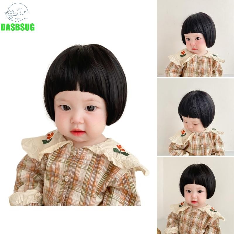 Dasbsug Thời Trang Trẻ Em Mũ Tóc Bé Gái Tóc Ngắn Trẻ Em Xoăn Tóc Giả Mũ Ảnh