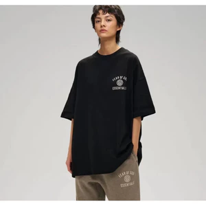 * * * * * Chất lượng cao * * * FEAR OF GOD Double Line ESSENTIALS Cloud Series Pure Cotton Loose Casual Couple Áo thun ngắn tay FOG