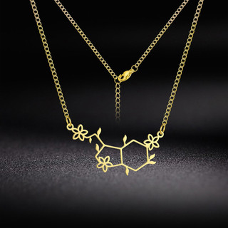 Vòng cổ nữ SKYRIM Hoa + Mặt dây chuyền phân tử 5-hydroxytryptamine Trang sức thời trang