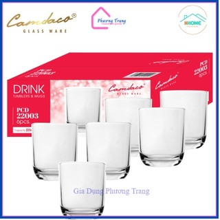 Bộ 6 Ly Thủy Tinh Bầu Lùn Góc 22003 Uống Trà Đá 225ml, Ly Thủy Tinh Tròn - Phương Trang