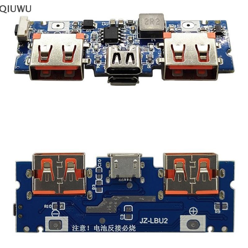 Bảng sạc Lithium QIUWU LED Dual USB 5V 2.4A Micro / Type-C USB Mobile 18650 Mô-đun sạc.