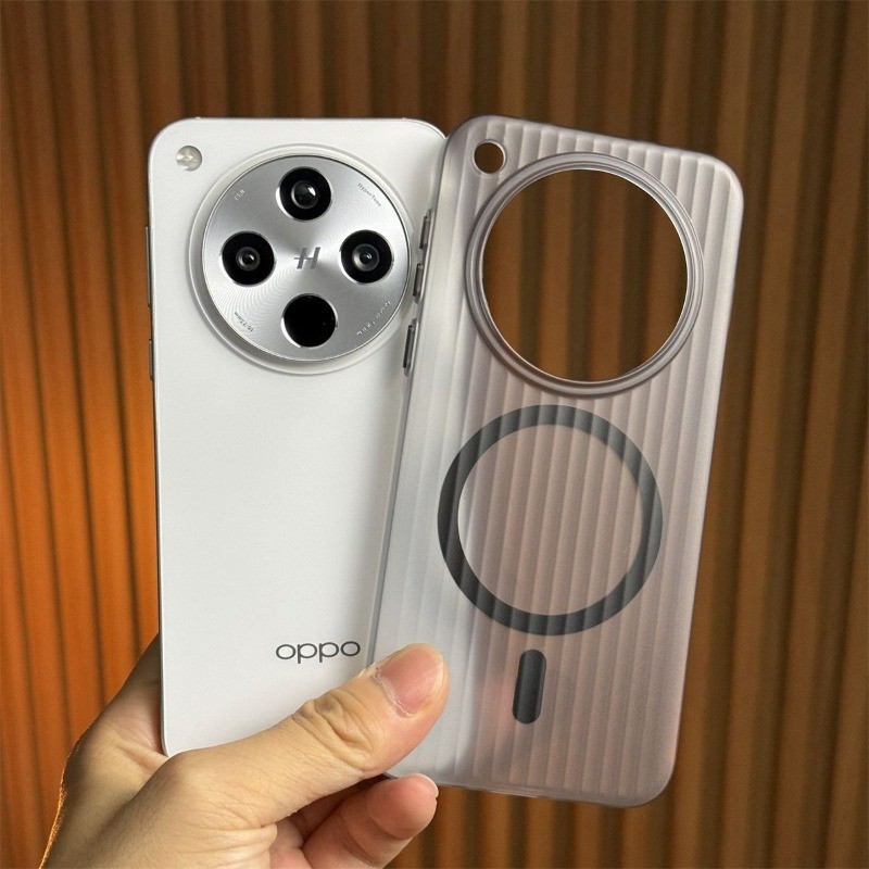 Dành Cho OPPO Find X9 Pro X8 Pro X7 Siêu Mỏng Thời Trang Đơn Giản Sóng Từ Tính Bóng Lưới Micro Mờ Kim Loại Nút Cá Nhân Full Cover Vỏ Điện Thoại Chống Sốc
